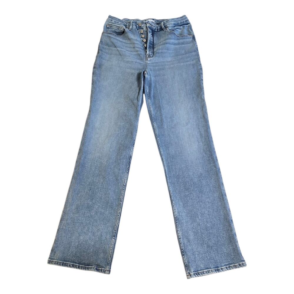 Good American Good Icon High Rise Straight Jeans Zip & Exposed Button Fly 16 - Picture 2 of 8